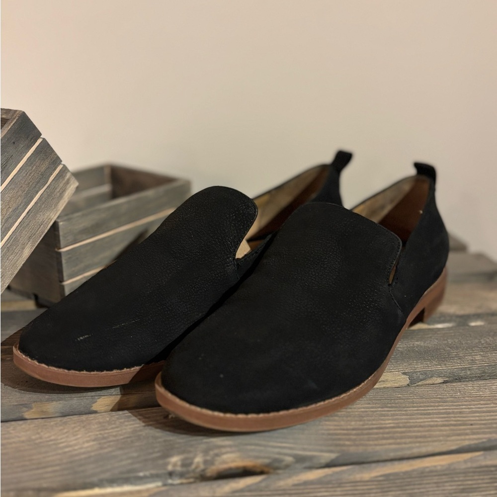 Franco Sarto Black Loafers with Brown Sole